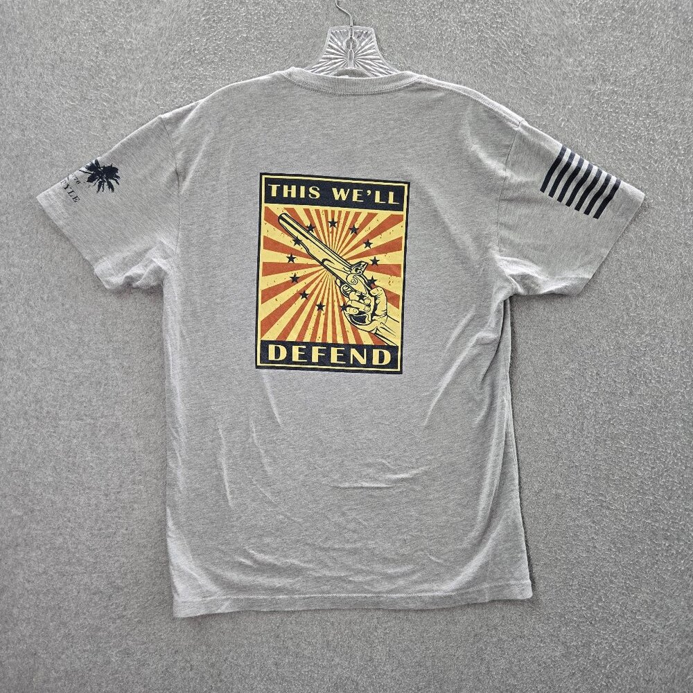 Grunt Style Men Shirt Medium Gray Logo This We'll Defend Short Sleeve Tee
